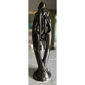 Haeger Art Pottery Man & Woman LOVERS EMBRACE Statue Figurine Black Art Deco 20"